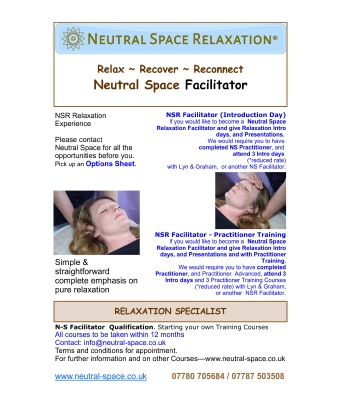 Neutral Space Relaxation Training Course Facilitator Information Flyer
